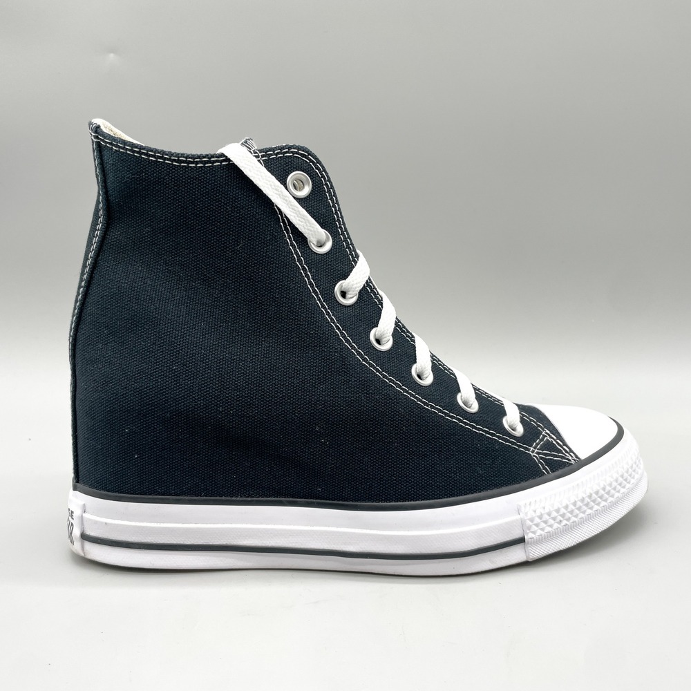 Converse Womens 10.5 Chuck Taylor All Star High Top Hidden Wedge Sneakers Black